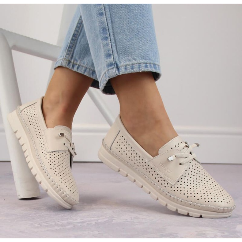 Vinceza W JAN273A beige nahkaiset harjakattoiset kengät 2