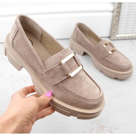 Nahkaiset mokkakengät, naisten beige-mokasiinit Filippo DP6099 1