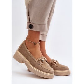 Zazoo 3429 Naisten mokkanahkaiset mokasiinit koristeella, beige 2