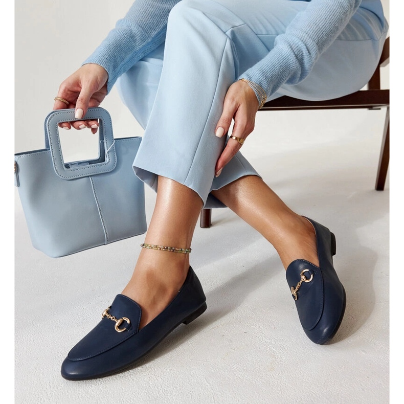 Erminian tummansiniset mokkasiinit soljella sininen 1