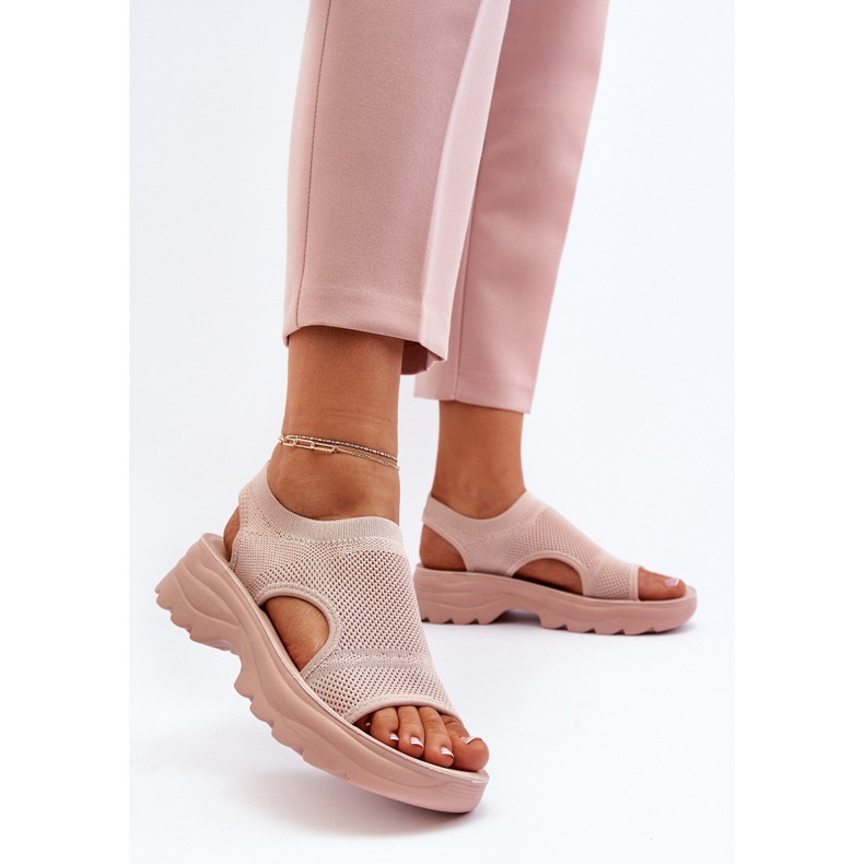 Naisten urheilusandaalit paksulla pohjalla, vaaleanpunainen Deinaleia 2