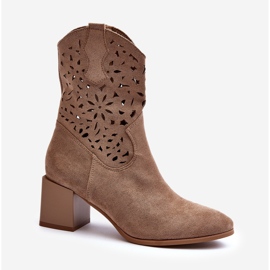 Jezzi Mokkanahkaiset nilkkurit, joissa on harjakattoinen päällinen, tumma beige Irvelame 1