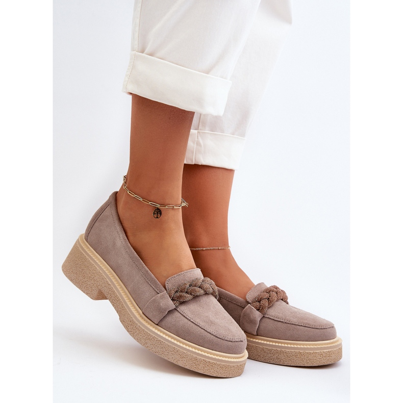 Zazoo 3429/W naisten mokkanahkaiset mokasiinit cappuccino-koristeella beige 2