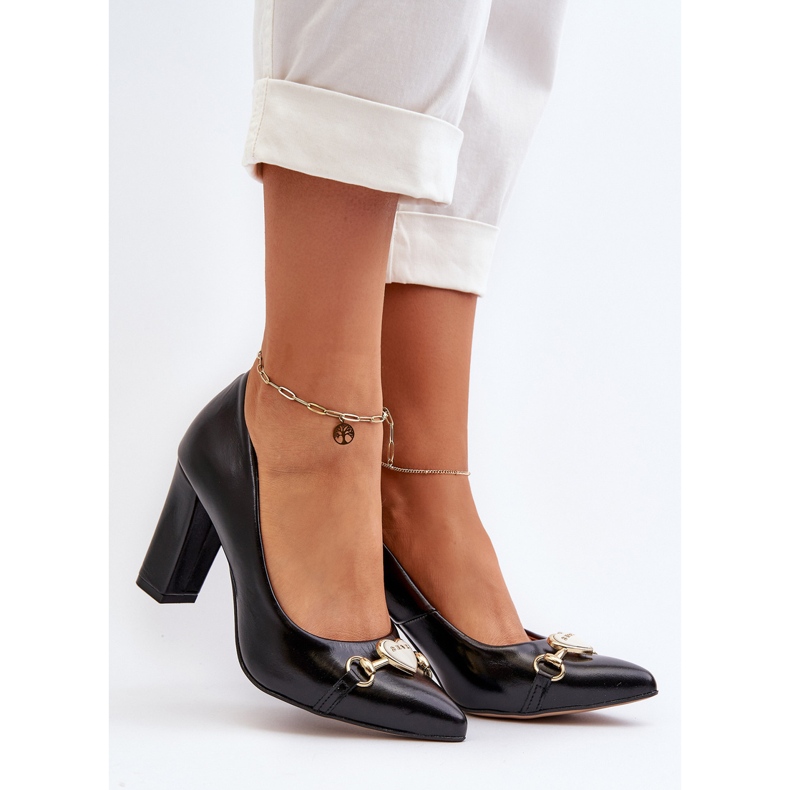 Zazoo 2453/OS Nahkapumput kantapäässä ja sydämellä, musta 2