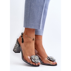 Läpinäkyvät korkokenkiä koristavat sandaalit S.Barski MR38-356 Musta väritön 1