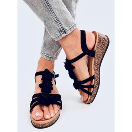 Fisken Mustat kukkasandaalit 1