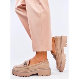 Sheady Khaki mokkanahka korkeapohjaiset mokasiinit beige 2