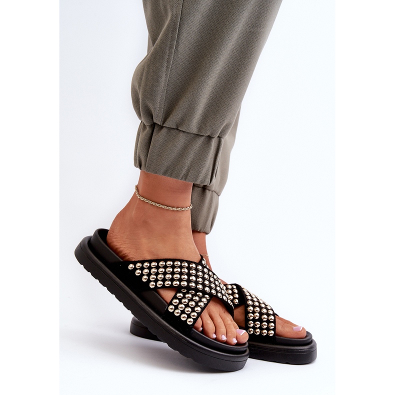 FG2 Naisten koristeltu alusta varvastossut musta Niraela 2