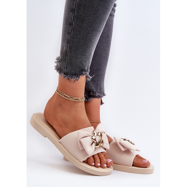 Naisten varvastossut, joissa rusetti beige Arsicada 2