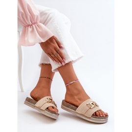 Naisten varvastossut koristeellisella alustalla, beige Vapireta 1