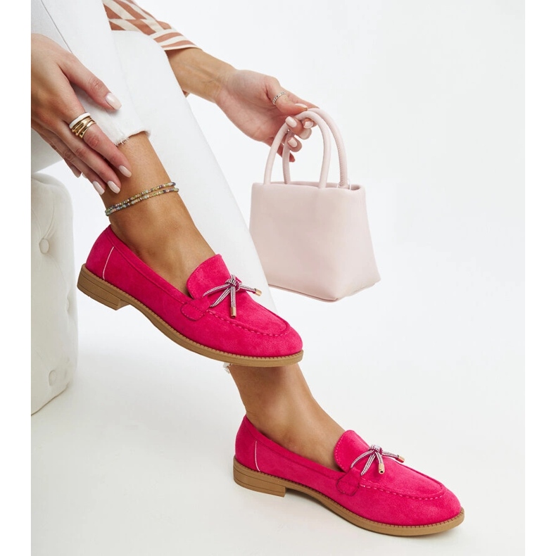 Endiken tummanpunaiset mokasiinit koristeellisella rusetilla vaaleanpunainen 1