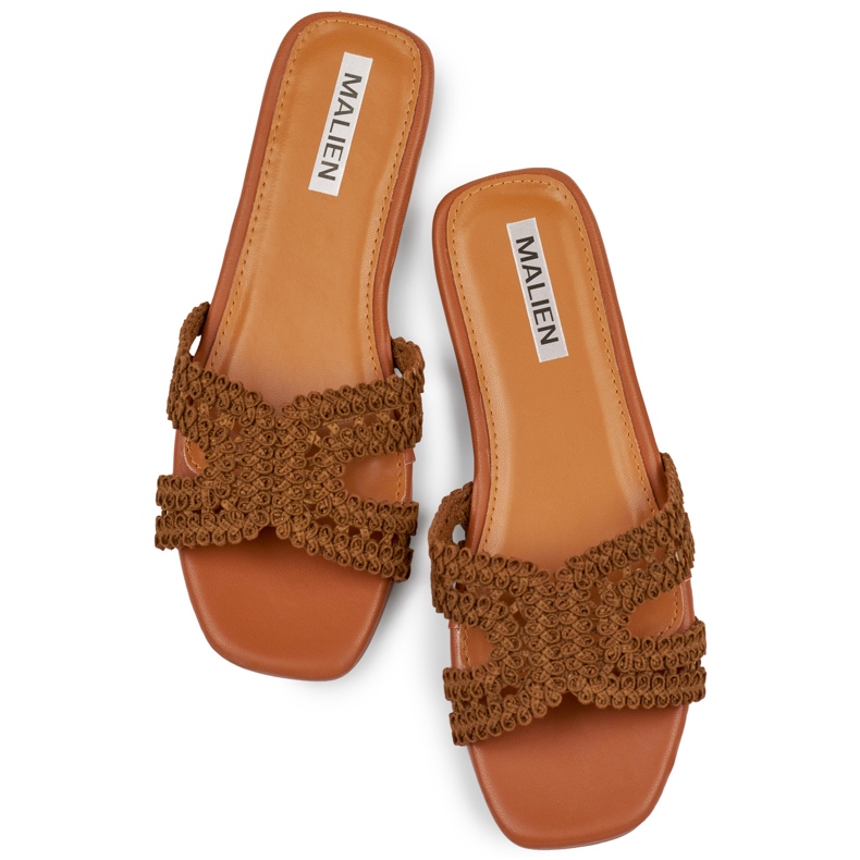 Pitsiruskeat naisten varvastossut tasaisella pohjalla 1