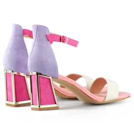 Vaaleanpunaiset naisten korkeakorkoiset sandaalit nilkkakiinnikkeellä vaaleanpunainen 1