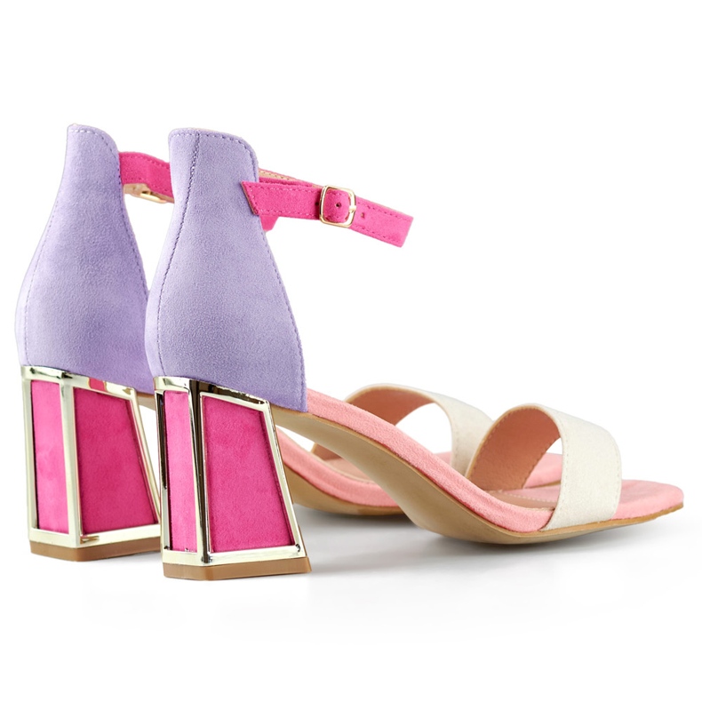 Vaaleanpunaiset naisten korkeakorkoiset sandaalit nilkkakiinnikkeellä vaaleanpunainen 1