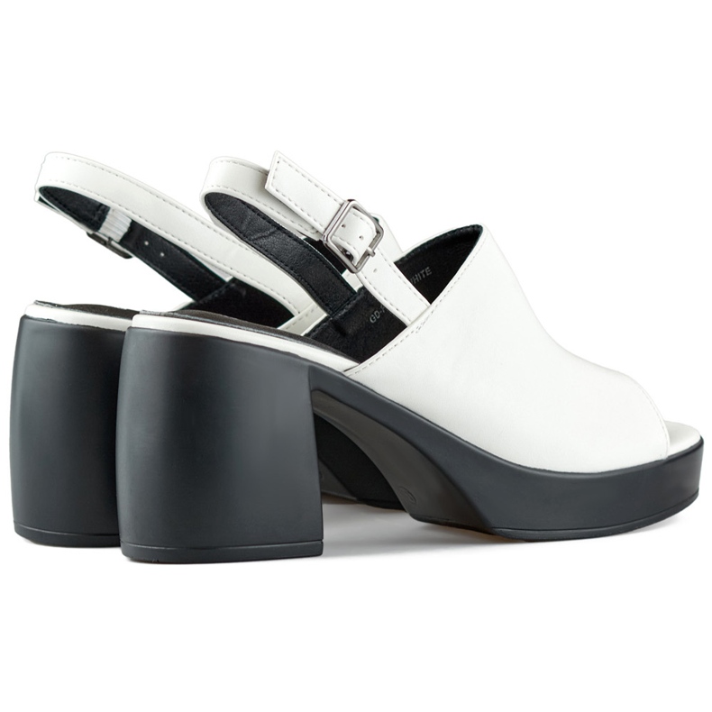 Naisten valkoiset sandaalit mustalla kantapäällä valkoinen 1