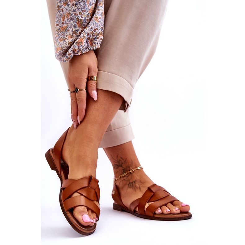 Zazoo Mukavat ruskeat Kayla nahkasandaalit 2