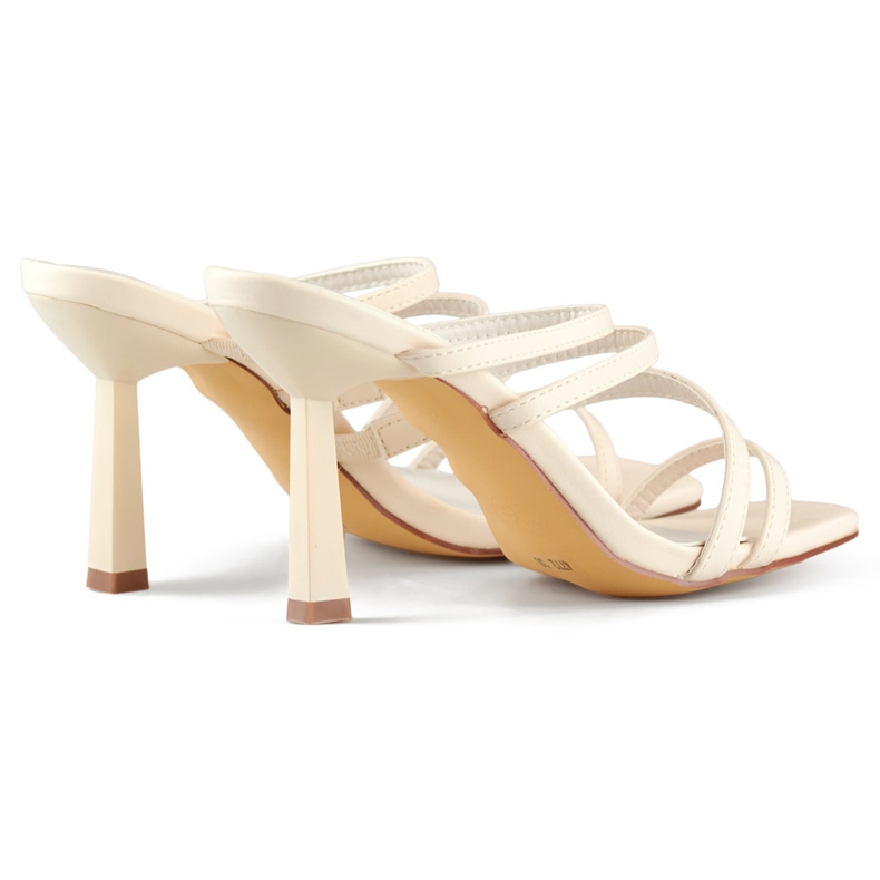 Tyylikkäät beigenväriset naisten varvastossut korkealla korolla 1