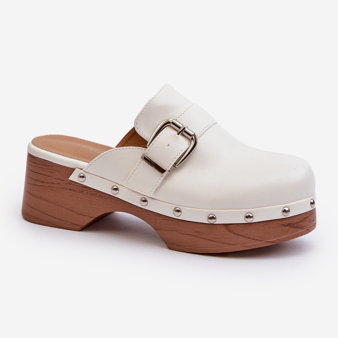 Naisten puukengät soljella, White Seprilla valkoinen 1