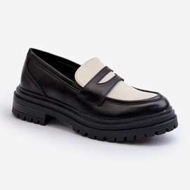 Naisten mokasiinit, joissa on tasaiset kantapäät ja alustan musta Kaldira 1