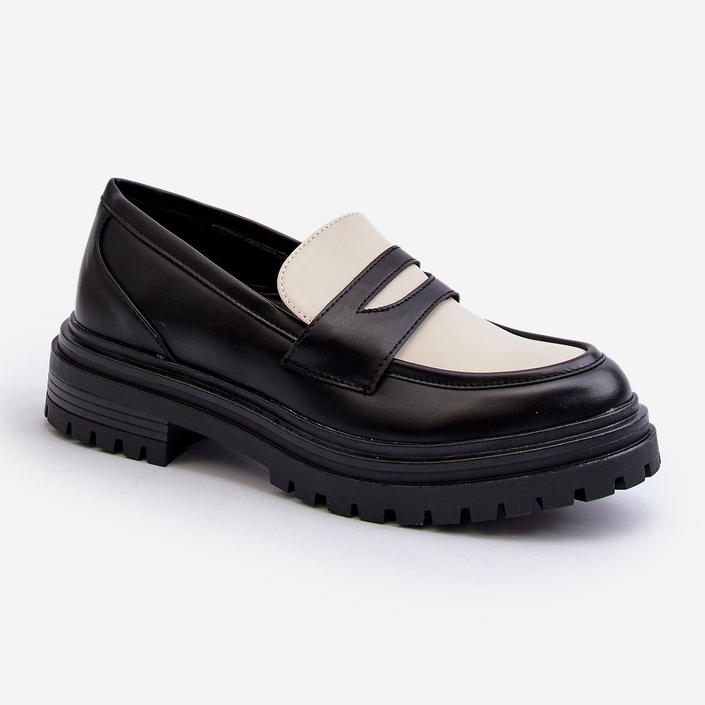 Naisten mokasiinit, joissa on tasaiset kantapäät ja alustan musta Kaldira 1