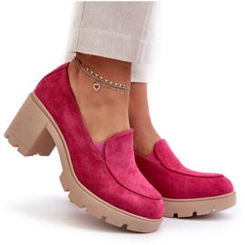 Naisten Eco Suede -kengät korkokengillä ja alustalla Fuchsia Arablosa vaaleanpunainen 8