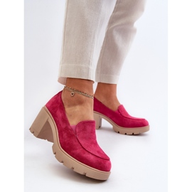 Naisten Eco Suede -kengät korkokengillä ja alustalla Fuchsia Arablosa vaaleanpunainen 3