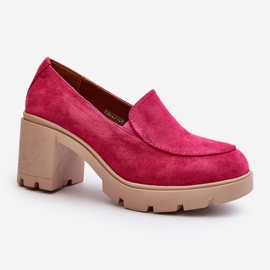 Naisten Eco Suede -kengät korkokengillä ja alustalla Fuchsia Arablosa vaaleanpunainen 1