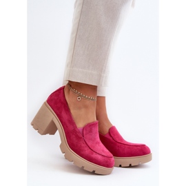 Naisten Eco Suede -kengät korkokengillä ja alustalla Fuchsia Arablosa vaaleanpunainen 2