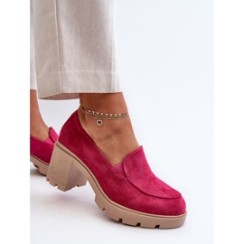 Naisten Eco Suede -kengät korkokengillä ja alustalla Fuchsia Arablosa vaaleanpunainen 5