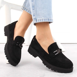 Mokkanahkaiset naisten kengät, mustat mokasiinit Potocki YQ21047 1