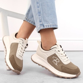 Naisten nahkaiset urheilukengät, beige, Artiker 54C1468 1