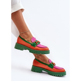 Naisten nahkaiset mokasiinit koristeellisella CheBello 4444 oranssilla monivärinen 2