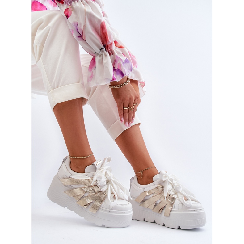 Zazoo 2F-7033 Tennarit massiivisella alustalla valkoinen ja kulta 1