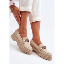 Naisten nahkaiset mokasiinit koristeella Laura Messi 2780 beige 1