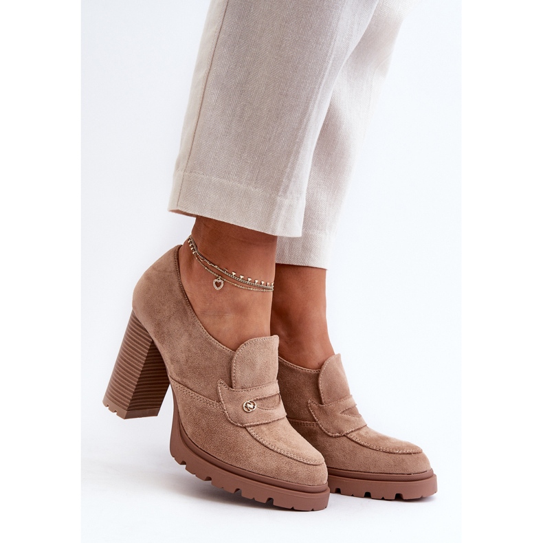 Evento Naisten Eco Suede -kengät korkokengät beige Larmaves 1