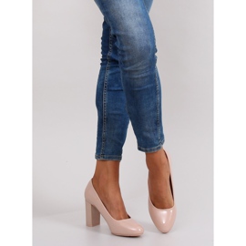 Lakatut pumput leveä kantapää m263p Beige monivärinen vaaleanpunainen 1