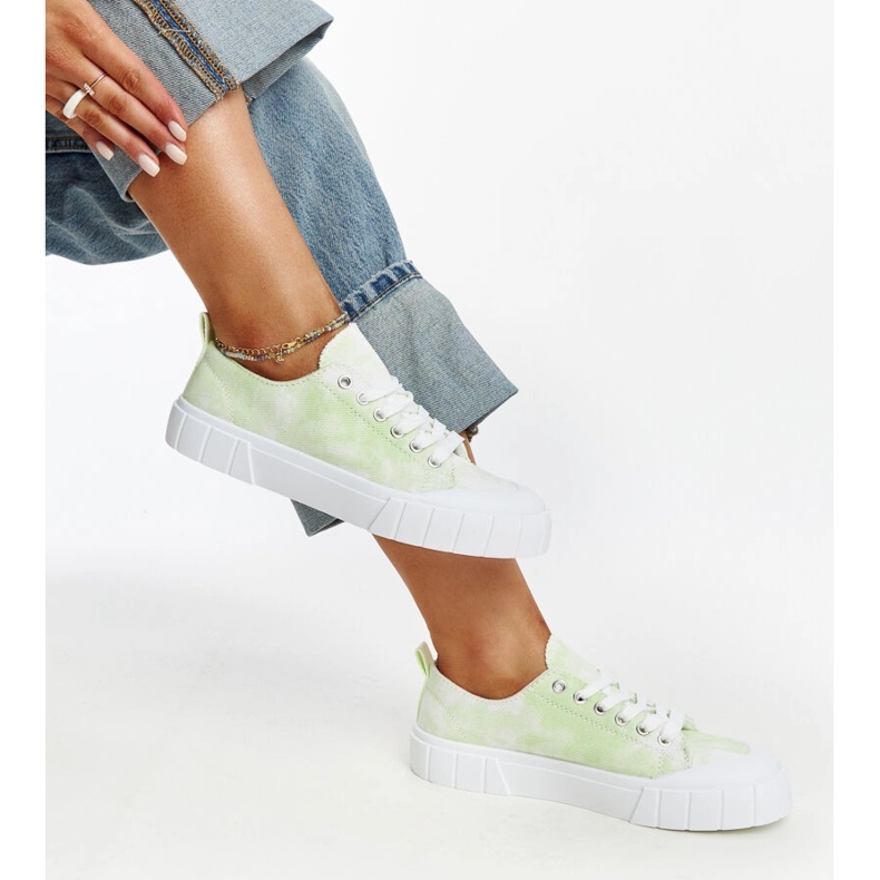 Vaaleanvihreät Jerina-kankaiset tennarit 1