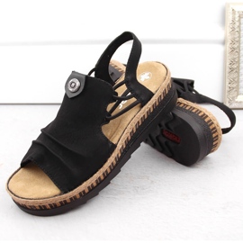Mukavat naisten mustat kiila sandaalit Rieker V7972-00 3