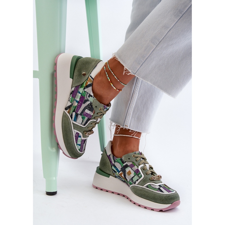 Naisten nahkalenkkarit, Maciejka 06390-09 Celadon vihreä 1