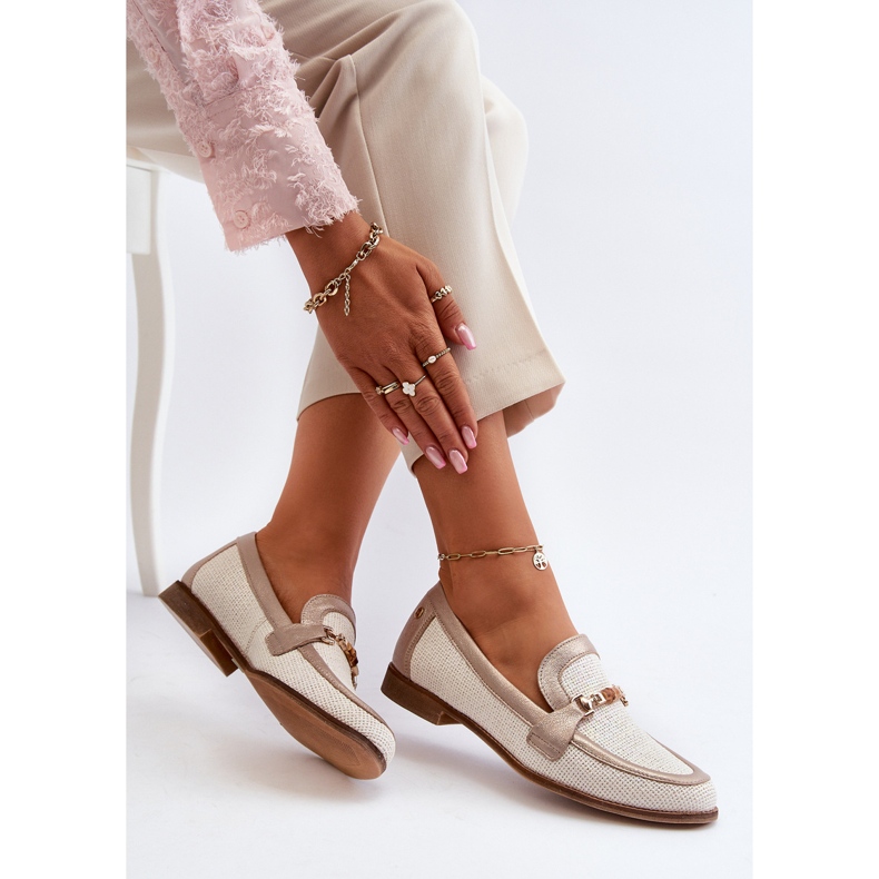 Nahkaiset mokasiinit kultakoristeella Maciejka 06442-25 kultaa kultainen 1