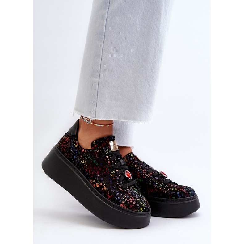 Nahkaiset lenkkarit Maciejka 6191S-01 mustat monivärinen 2