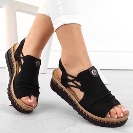 Mukavat naisten mustat kiila sandaalit Rieker V7972-00 4