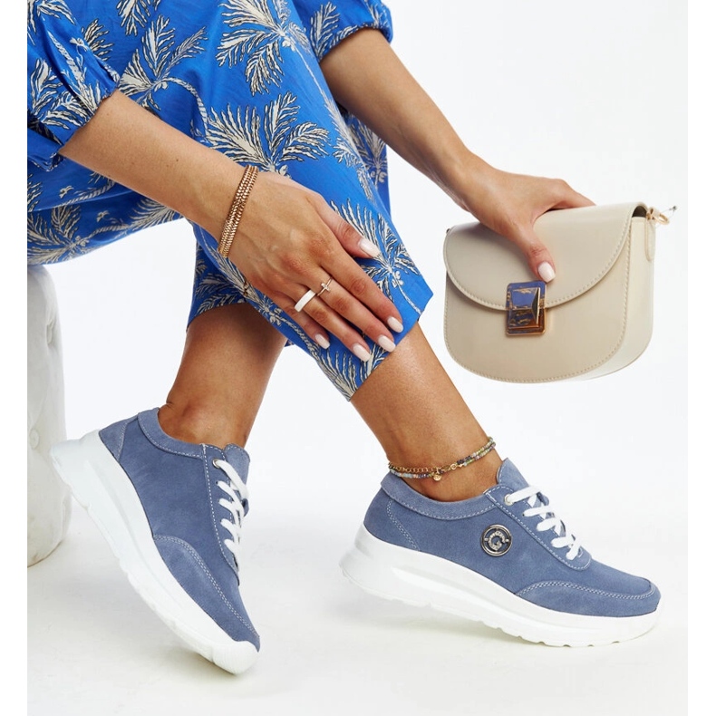 Siniset nahkakengät koristeellisella soljella sininen 1