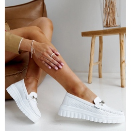 Naisten valkoiset nahkahousut valkoinen 1