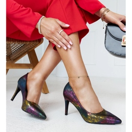 Värikkäät metallinhohtoiset korkokengät nahkaisella Gantier-sisäkkeellä monivärinen 1