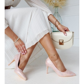 Vaaleanpunaiset metalliset korkokengät, joissa nahkainen Gantier-sisäosa vaaleanpunainen 2