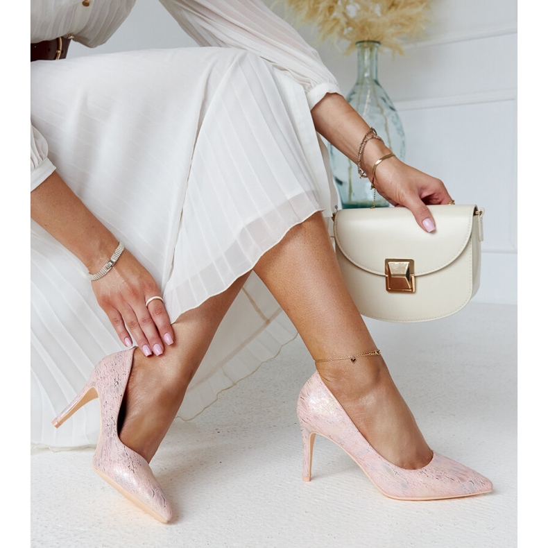 Vaaleanpunaiset metalliset korkokengät, joissa nahkainen Gantier-sisäosa vaaleanpunainen 2