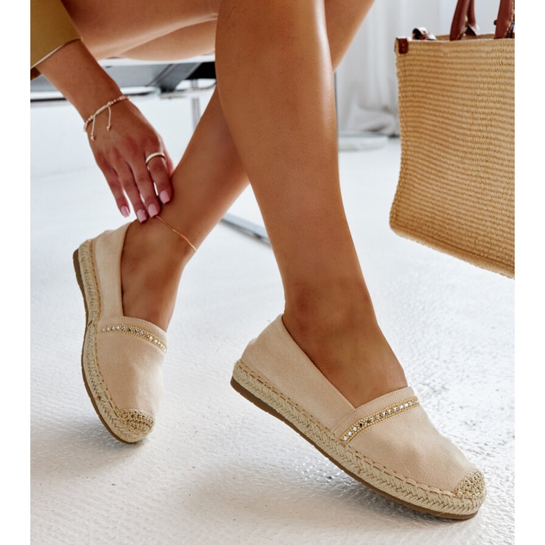 Vaaleanbeige espadrillit Abia strassit 1