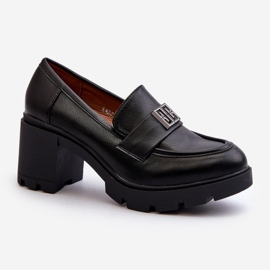 Naisten kengät massiivisilla koroilla ja koristeilla, musta Ranunca 1