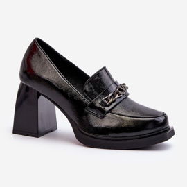 Vinceza Patenttimustat Terimene-pumput paksuilla koroilla 1